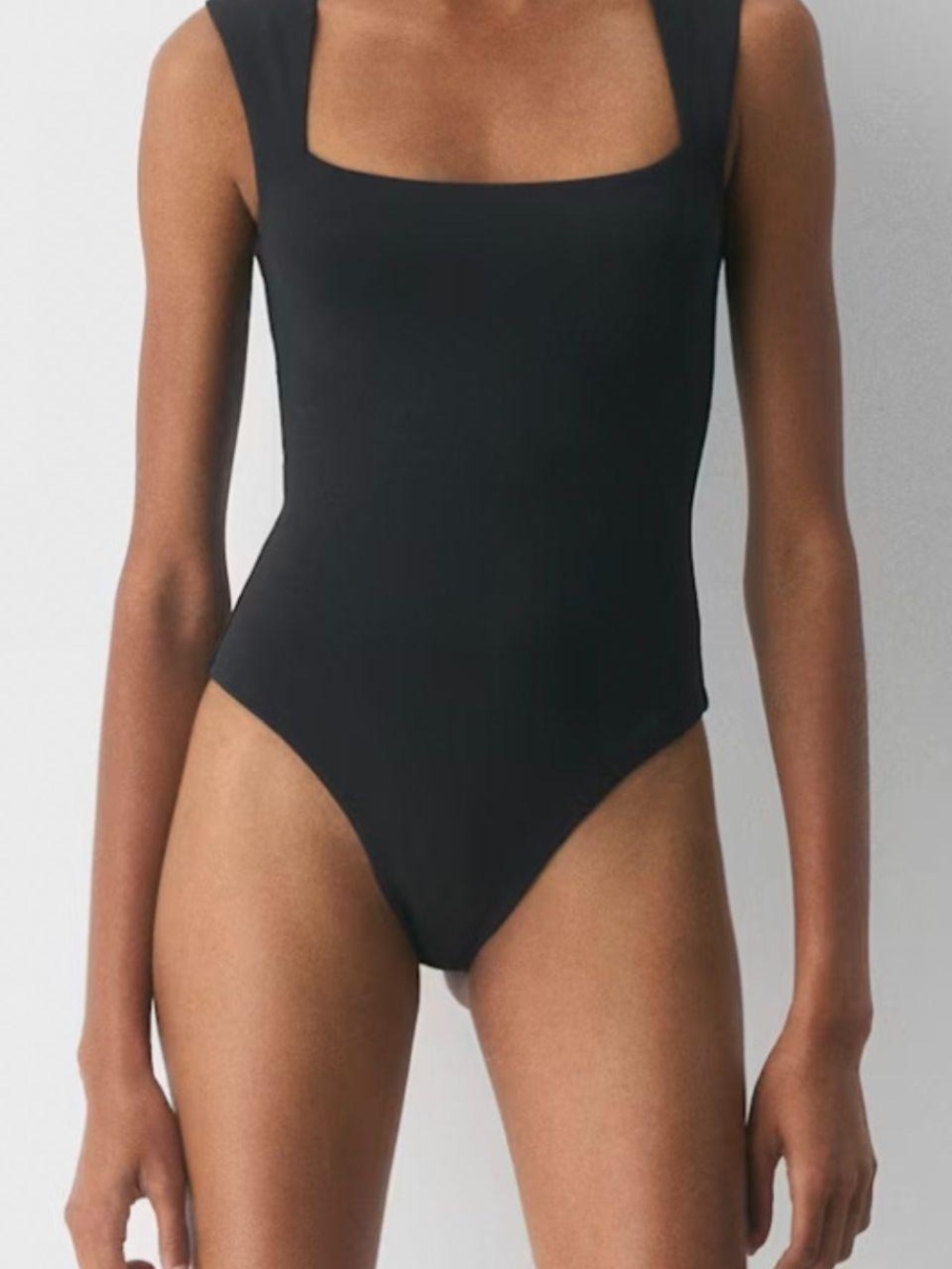 Aritzia Black Square-Neck Tank Bodysuit